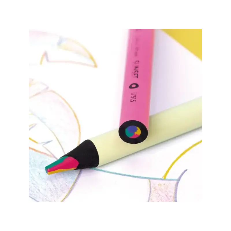 Milan Maxi Sunset Lapiz Mina 5mm Multicolor - La Mina Contiene 4 Colores: Amarillo, Rosa, Verde y Lila - Cuerpo Redondo | Ahorro