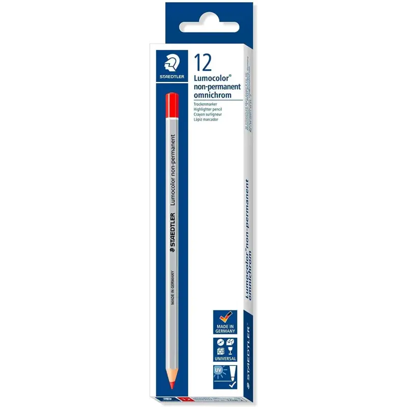 Staedtler Lumocolor 108 Lapiz de Color Hexagonal - Especial para Superficies Lisas - Marcado Opaco - Color Rojo | Ahorro Imprimi