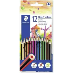 Staedtler Noris Colour 185 Pack de 12 Lapices Hexagonales de Colores - Fabricados en Wopex - Muy Resistentes - Madera de Fuentes