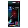 Staedtler Norix 186 Pack de 12 Lapices de Colores HB - Madera Negra - Mina de Grafito - Diseño Inteligente - Para Escribir, Dibu