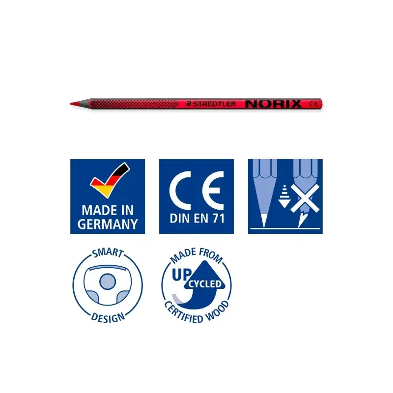Staedtler Norix 186 Pack de 12 Lapices de Colores HB - Madera Negra - Mina de Grafito - Diseño Inteligente - Para Escribir, Dibu