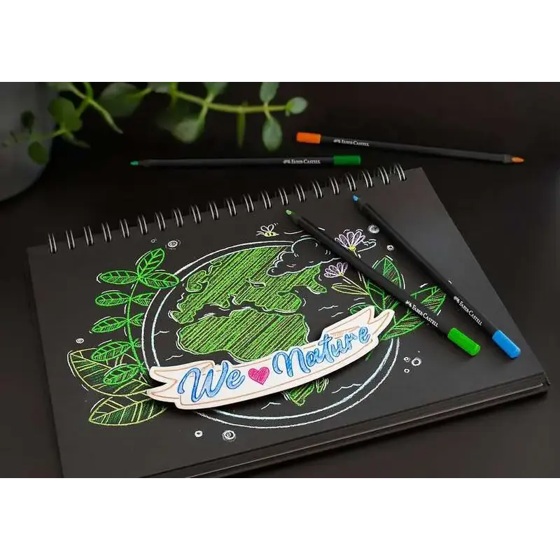 Faber-Castell Black Edition Pack de 12 Lapices de Colores Neon+Pastel - Mina Supersuave - Madera Negra - Ideales para Dibujo sob