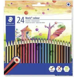 Staedtler Noris Colour 185 Pack de 24 Lapices Hexagonales de Colores - Fabricados en Wopex - Muy Resistentes - Madera de Fuentes