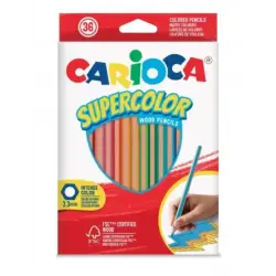 Carioca Supercolor Pack de 36 Lapices de Colores - Cuerpo de Madera Hexagonal - Colores Intensos y Gran Opacidad - Mina de 3.3mm