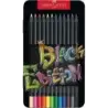 Faber-Castell Black Edition Caja Metalica de 12 Lapices de Colores - Mina Supersuave - Madera Negra - Ideales para Dibujo sobre