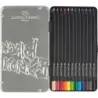 Faber-Castell Black Edition Caja Metalica de 12 Lapices de Colores - Mina Supersuave - Madera Negra - Ideales para Dibujo sobre