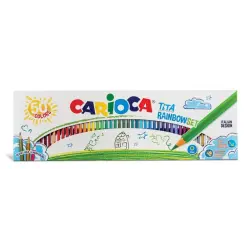 Carioca Tita Rainbow Set Pack de 50 Lapices Hexagonales de Colores - Mina Ø 3mm - Colores Brillantes y Lavables - Escritura Blan