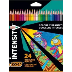 Bic Intensity Triangle Caja de 24 Lapices para Colorear Triangulares - Mina de 3.20mm - Fabricados sin Madera - Colores Surtidos