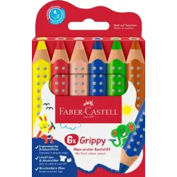 Faber-Castell Grippy Pack con 6 Lapices de Colores Gruesos Mina XXL Suave - Forma Triangular con Grip - Colores Surtidos | Ahorr