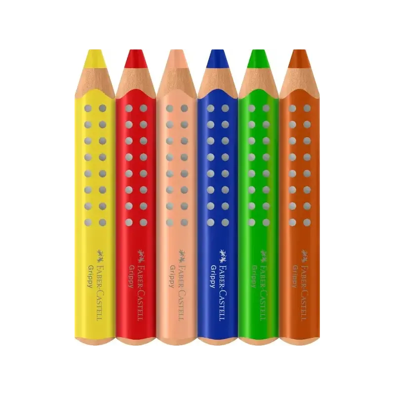 Faber-Castell Grippy Pack con 6 Lapices de Colores Gruesos Mina XXL Suave - Forma Triangular con Grip - Colores Surtidos | Ahorr