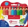 Faber-Castell Grippy Pack con 10 Lapices de Colores Gruesos Mina XXL Suave - Forma Triangular con Grip - Colores Surtidos | Ahor