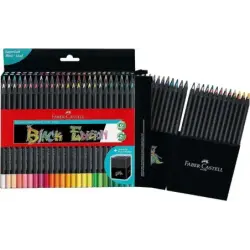 Faber-Castell Black Edition Pack de 50 Lapices de Colores - Mina Supersuave - Madera Negra - Ideales para Dibujo sobre Papel Cla