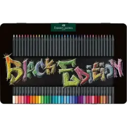 Faber-Castell Black Edition Caja Metalica de 36 Lapices de Colores - Mina Supersuave - Madera Negra - Ideales para Dibujo sobre