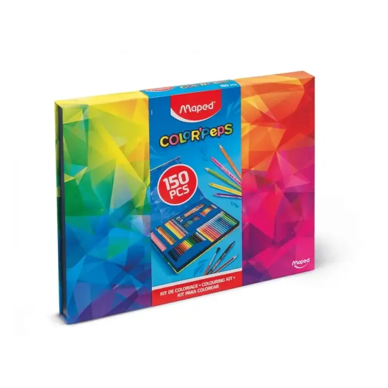 Maped Color`Peps Pack de 150 Piezas para Colorear con Rotuladores, Lapices de Colores Fuertes, Infinity, Aqua, Pastel y Duo Worl