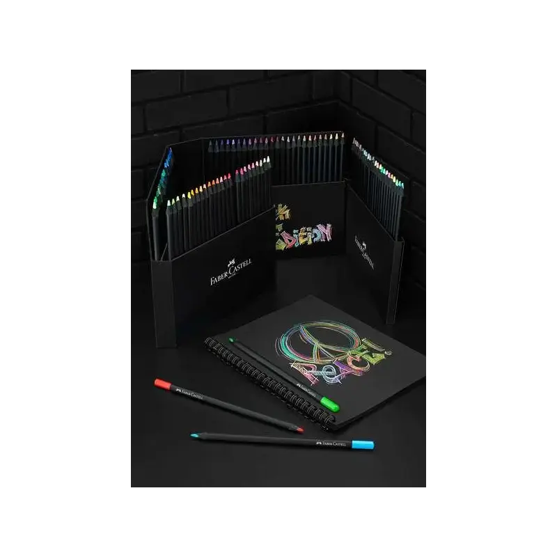 Faber-Castell Black Edition Pack de 100 Lapices de Colores - Mina Supersuave - Madera Negra - Ideales para Dibujo sobre Papel Cl