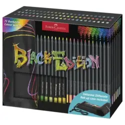 Faber-Castell Black Edition Pack Enrollable de 72 Lapices de Colores - Mina Supersuave - Madera Negra - Ideales para Dibujo sobr