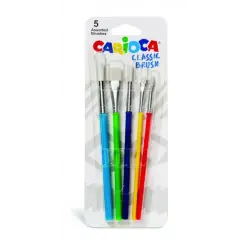 Carioca Pinceles Pack de 5 Pinceles - Nylon - Cerdas Suaves y Duraderas - Perfectos para el Cole - 5 Tamaños Diferentes - Color