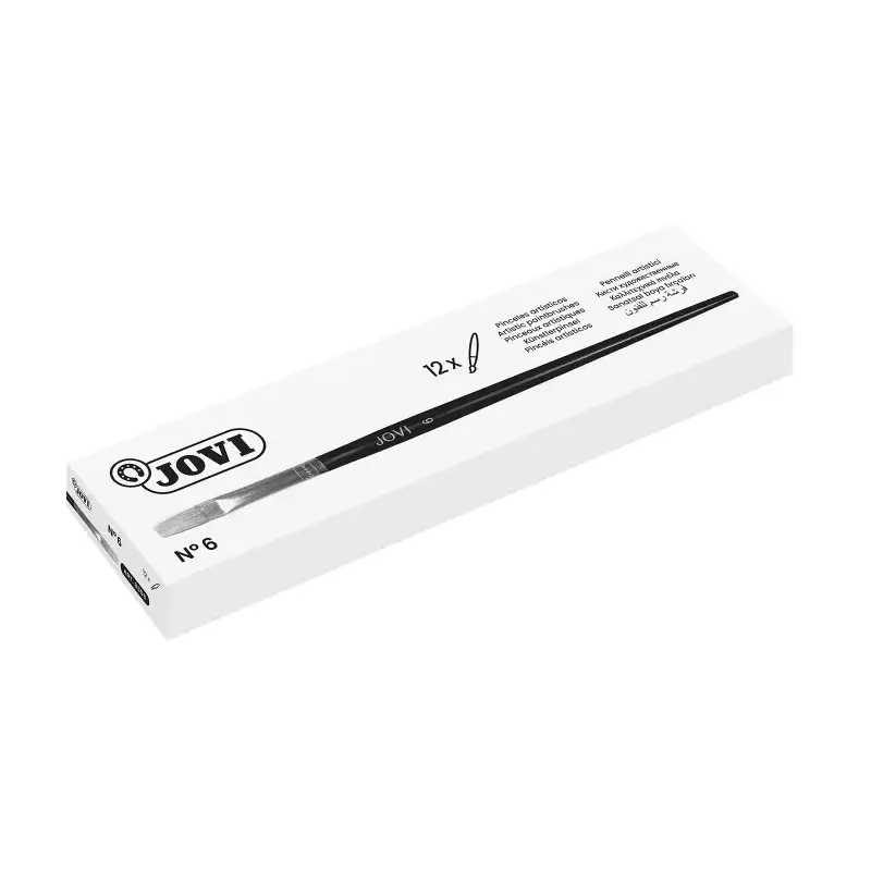 Jovi Pinceles Artisticos Planos Pelo de Cerda Nº 6 - Pelo Natural - Mango de Madera - Punta Plana - Pelo Duro - Color Varios | A
