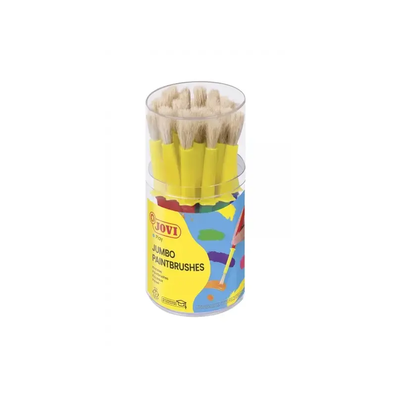 Jovi Jumbo Paint Brushes Bote 20 Pinceles Medianos Pelo Cerda - Gruesos de Pelo Natural - Mango de Plastico - No Gotean - Limpie