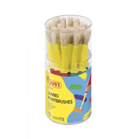 Jovi Jumbo Paint Brushes Bote 20 Pinceles Medianos Pelo Cerda - Gruesos de Pelo Natural - Mango de Plastico - No Gotean - Limpie