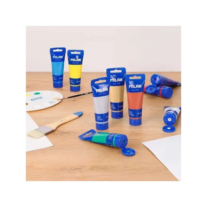 Milan Tubo de Pintura Acrilica 75ml - Pigmentos de Alta Calidad - Mezclable - Color Blanco | Ahorro Imprimiendo