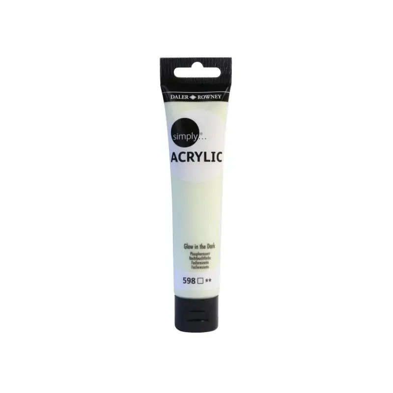 Daler Rowney Simply Pintura Acrilica - Tubo de Plastico - 75ml - Brilla en la Oscuridad - Color Fosforescente | Ahorro Imprimien