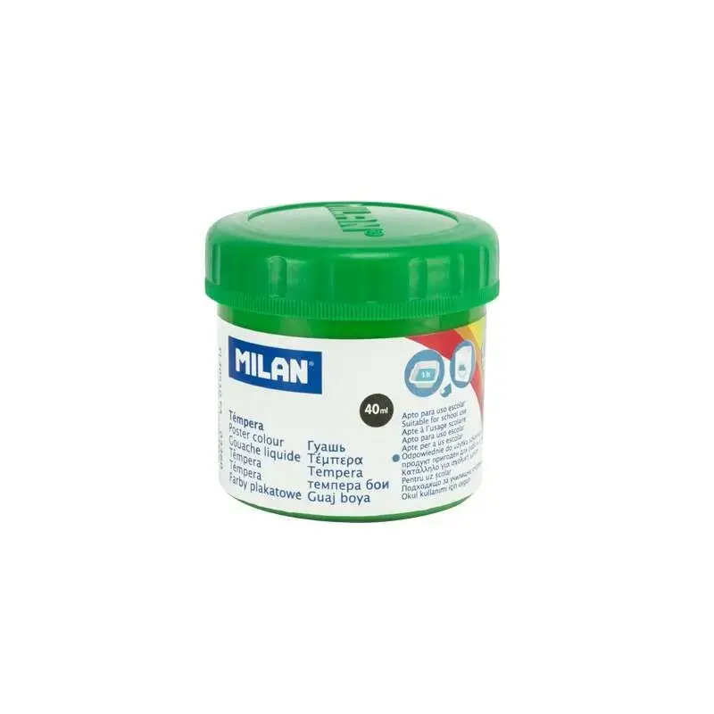 Milan Bote de Tempera 40ml - Secado Rapido - Mezclable - Color Verde Claro | Ahorro Imprimiendo