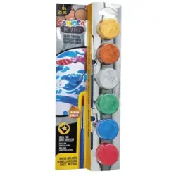 Carioca Metallic Pack de 6 Temperas en Botes de 25ml + Pincel - Superlavables - Mezclables - Colores Metallic Surtidos | Ahorro