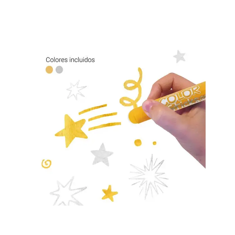 Apli Color Sticks Temperas Solidas - Pack 2 Unidades de 6g en Colores Metalizados - No Manchan, Acabado Satinado, Secado Rapido