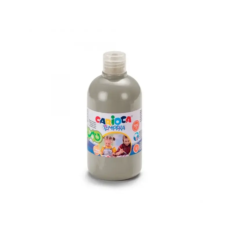Carioca Botella de Tempera 500ml - Superlavable - Facil de Mezclar - Alta Opacidad - Color Plata | Ahorro Imprimiendo