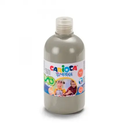 Carioca Botella de Tempera 500ml - Superlavable - Facil de Mezclar - Alta Opacidad - Color Plata | Ahorro Imprimiendo