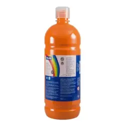 Milan Botella de Tempera 1000ml - Tapon Dosificador - Secado Rapido - Mezclable - Color Naranja | Ahorro Imprimiendo