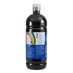 Milan Botella de Tempera 1000ml - Tapon Dosificador - Secado Rapido - Mezclable - Color Negro | Ahorro Imprimiendo