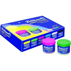Pelikan Pack de 6 Botes de Tempera 40ml + Pincel - Consistencia Pastosa - Resistente a la Luz - Colores Surtidos | Ahorro Imprim