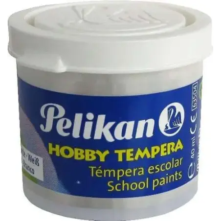 Pelikan Tempera Escolar Frasco 40ml - Facil de Lavar - Ideal para Manualidades - Color Blanco | Ahorro Imprimiendo