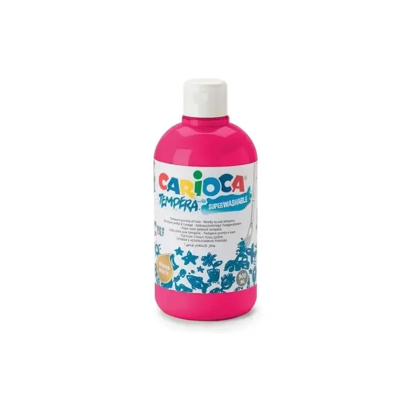 Carioca Botella Tempera 500ml - Colores Superlavables - Faciles de Mezclar - Alta Opacidad - Aplicable en Materiales Porosos - C