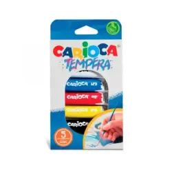 Carioca Pack de 5 Tubitos de Tempera de 12ml - Colores Superlavables - Alto Poder Cubriente - Aplicable en Materiales Porosos -
