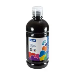 Milan Botella de Tempera 500ml - Tapon Dosificador - Secado Rapido - Mezclable - Color Negro | Ahorro Imprimiendo