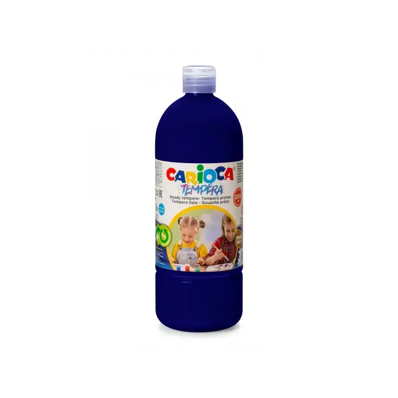 Carioca Botella de Tempera 1000ml - Colores Superlavables - Faciles de Mezclar - Aplicable en Materiales Porosos - Alta Opacidad