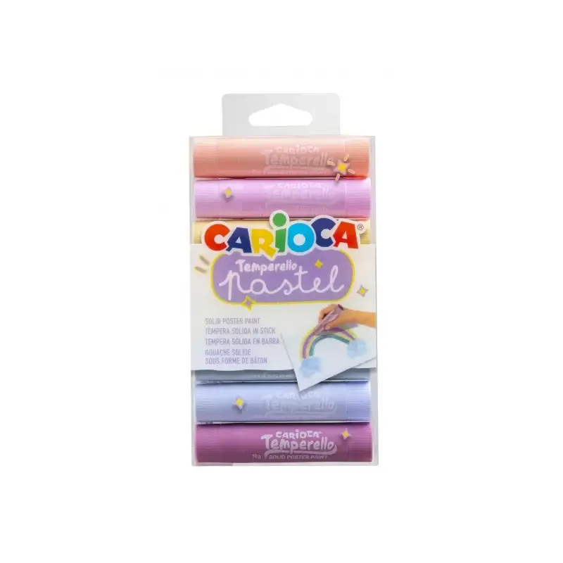 Carioca Temperello Pack de 8 Temperas Solidas - Gran Cobertura - Faciles de Mezclar - Sin Disolventes y Lavables - Secado Rapido