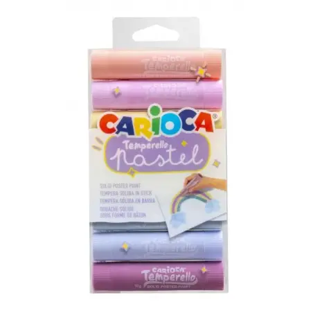 Carioca Temperello Pack de 8 Temperas Solidas - Gran Cobertura - Faciles de Mezclar - Sin Disolventes y Lavables - Secado Rapido