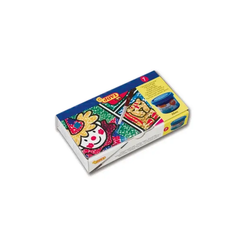 Jovi Pack de 7 Botes de Tempera 35ml - Mezclables - Para Papel, Cartulina, Madera, Tela, Pasta de Modelar y Barro - Incluye Pinc