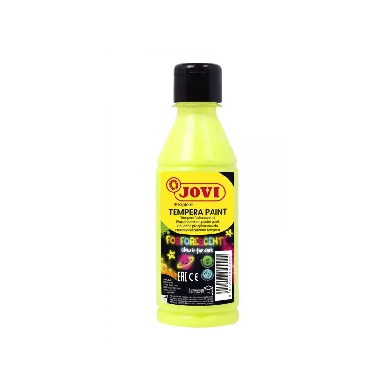 Jovi Tempera Paint Tempera Liquida Fosforescente 250ml - Brilla en la Oscuridad - Secado Rapido - Excelente Adherencia - Lista p