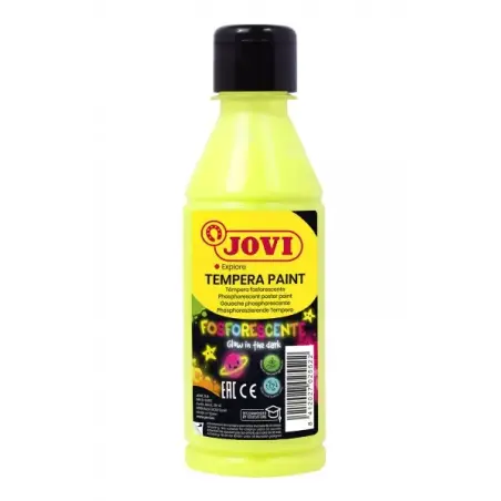 Jovi Tempera Paint Tempera Liquida Fosforescente 250ml - Brilla en la Oscuridad - Secado Rapido - Excelente Adherencia - Lista p
