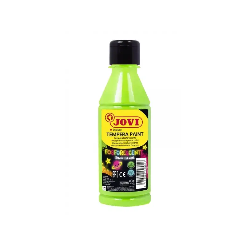 Jovi Tempera Paint Tempera Liquida Fosforescente 250ml - Brilla en la Oscuridad - Secado Rapido - Excelente Adherencia - Lista p