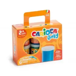 Carioca Tempera Baby Pack de 6 Botes de Pintura de Dedos 2+ - Lavable - Atoxica - sin Olor - Maxima Creatividad y Diversion - Co