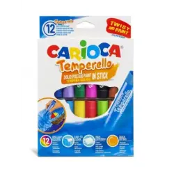 Carioca Temperello Pack de 12 Temperas Solidas - Colores Brillantes y Lavables - Gran Cobertura - Faciles de Mezclar - Sin Disol