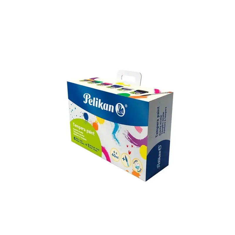 Pelikan Pack de 6 Temperas - 40ml - Pincel de Pelo Pony Nº4 - Consistencia Cremosa - Colores Surtidos | Ahorro Imprimiendo