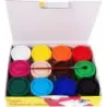 Jovi Pack con 12 Botes de Tempera 35ml - Mezclables - Para Papel, Cartulina, Madera, Tela, Pasta de Modelar y Barro - Incluye Pi