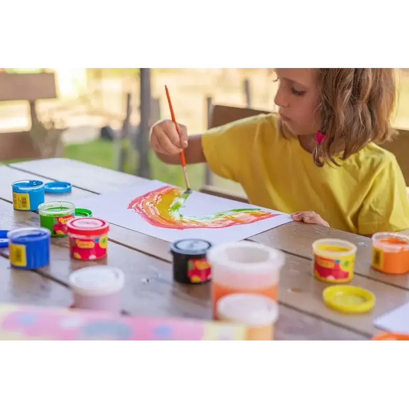 Jovi Pack con 12 Botes de Tempera 35ml - Mezclables - Para Papel, Cartulina, Madera, Tela, Pasta de Modelar y Barro - Incluye Pi